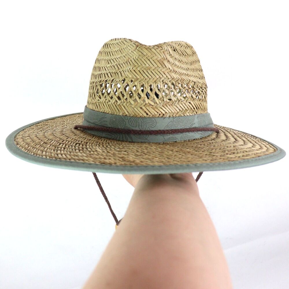 NWT Free Authority Adjustable Natural Straw Fabric Panama Sun Hat One Size